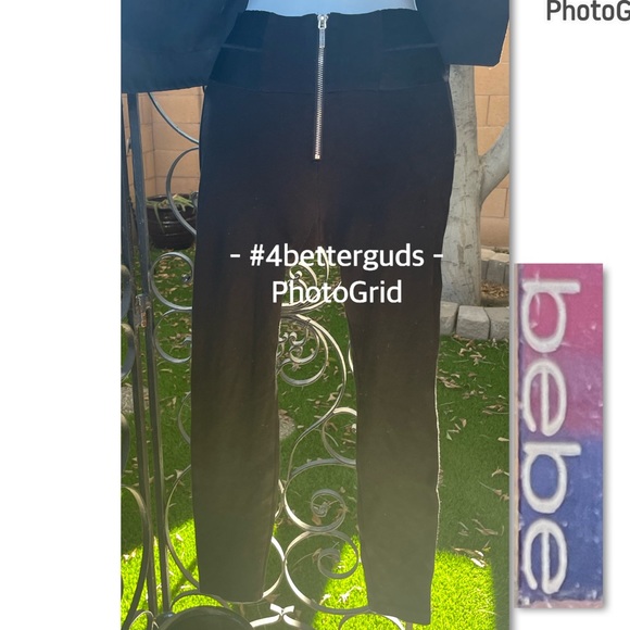 Bebe Skinny High Elastic Stretch Waist Zipper Front Black Pants XS TP - US Made - Picture 2 of 16